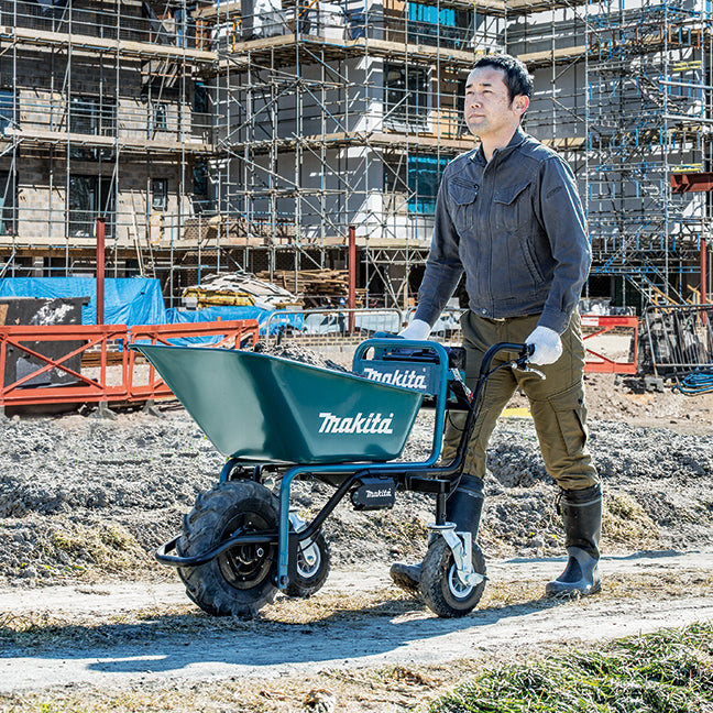 Makita 18V LXT Brushless Wheelbarrow with Bucket - Dual Battery System, 287 lbs Load Capacity, 2-Speed, LED Lights, Tool Only