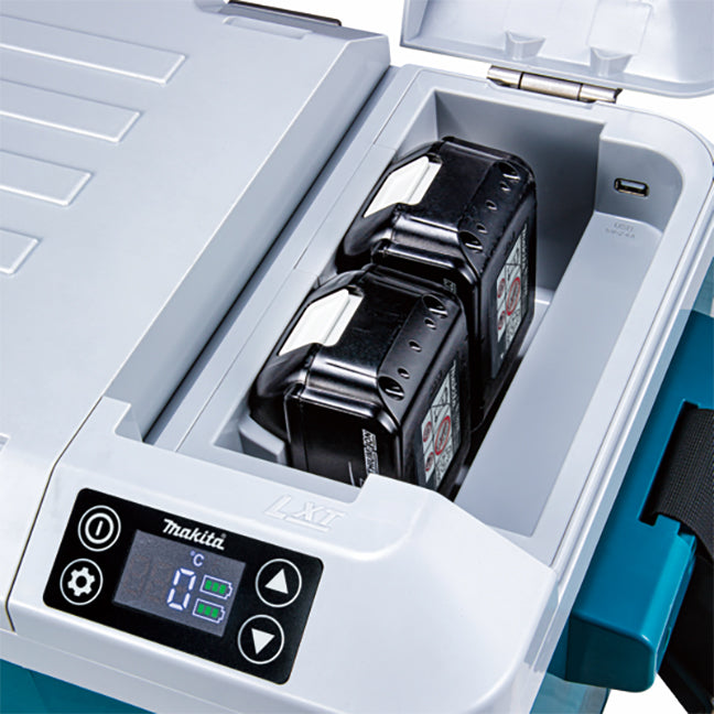 Makita 18V LXT Cooler & Warmer Box DCW180Z - Dual Function, 20L Capacity, IPX4 Rated, Multiple Power Options, Fast Cooling, Portable, LED Display