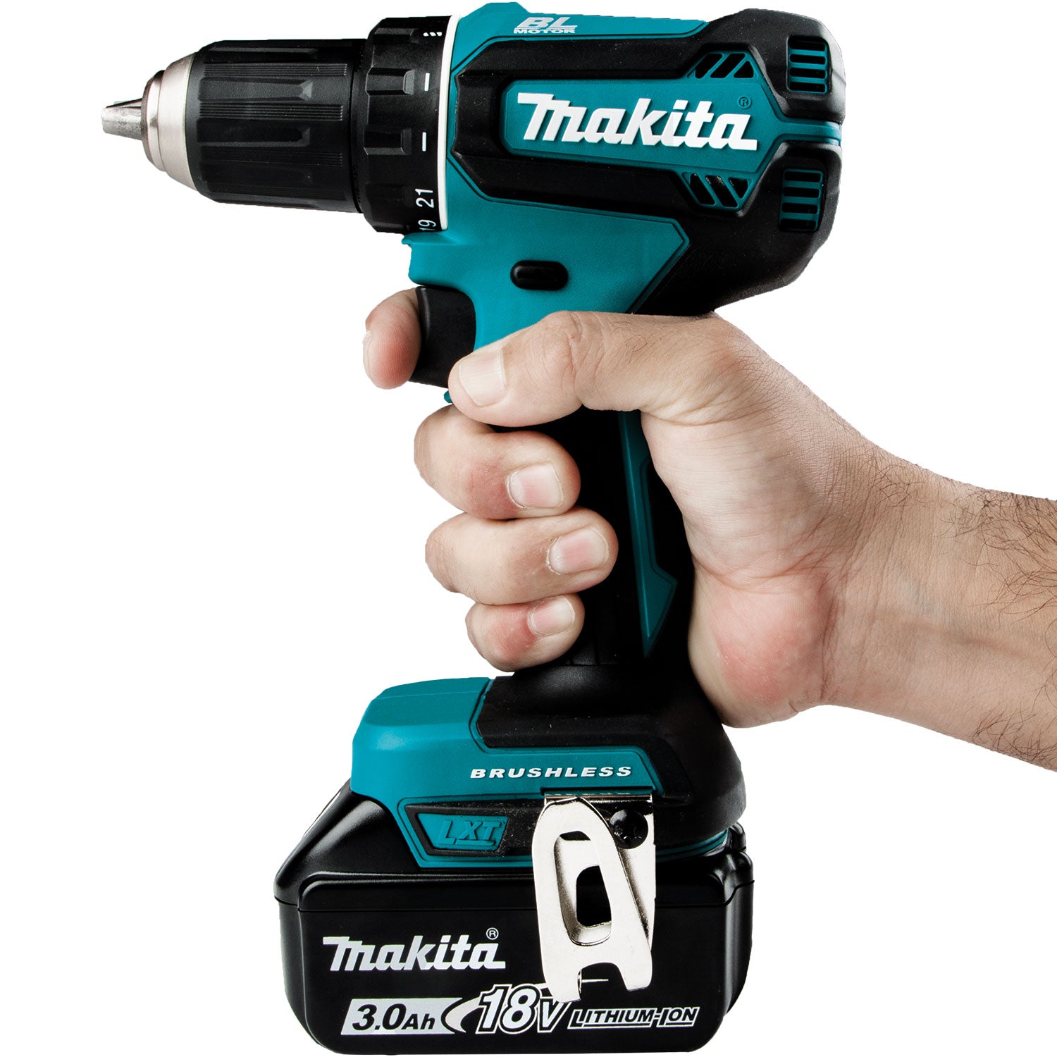 Makita DDF485Z 18V LXT Brushless 1/2" Drill-Driver - Tool Only, Compact, High Torque, XPT™ Protection, 21 Clutch Settings, Dual LED, Ergonomic Grip