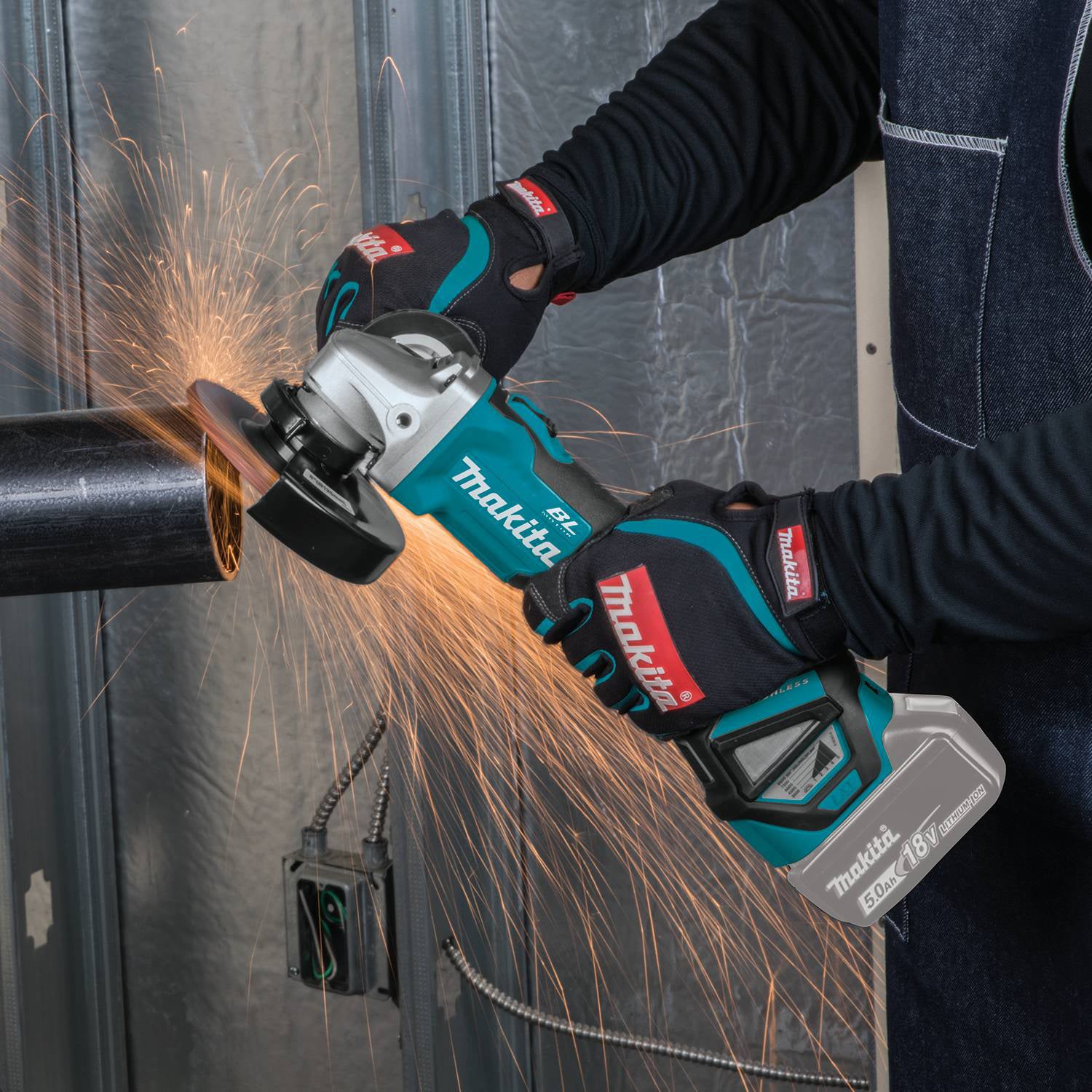 Makita 18V LXT Brushless 5" Angle Grinder w/ Thumb Switch DGA511Z - ADT, AFT, XPT Protection, Variable Speed, Soft Start, Anti-Restart, High Performance