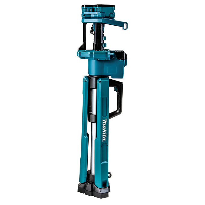 Makita 18V LXT Li-Ion 3-Way LED Tower Light - 3,000 Lumens, Adjustable Heads, 7.3 ft Height, IP55 Rated, Foldable, Battery Warning, Tool Only