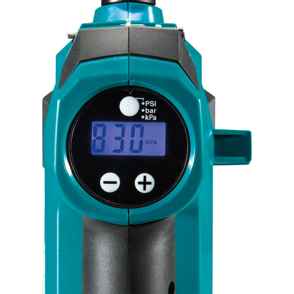 Makita 18V LXT Inflator DMP180Z - 120 PSI, Digital Gauge, Auto-Stop, LED Light, Memory Function, Compact & Portable, Battery Protection, Inflation Tool