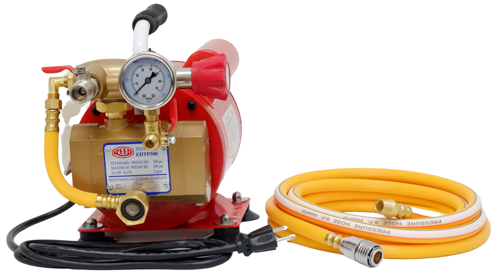 Reed EHTP500 Electric Hydrostatic Test Pump - Adjustable Pressure, Stainless Steel Piston, Ideal for Water Systems, Plumbing, Sprinklers, Durable & Easy