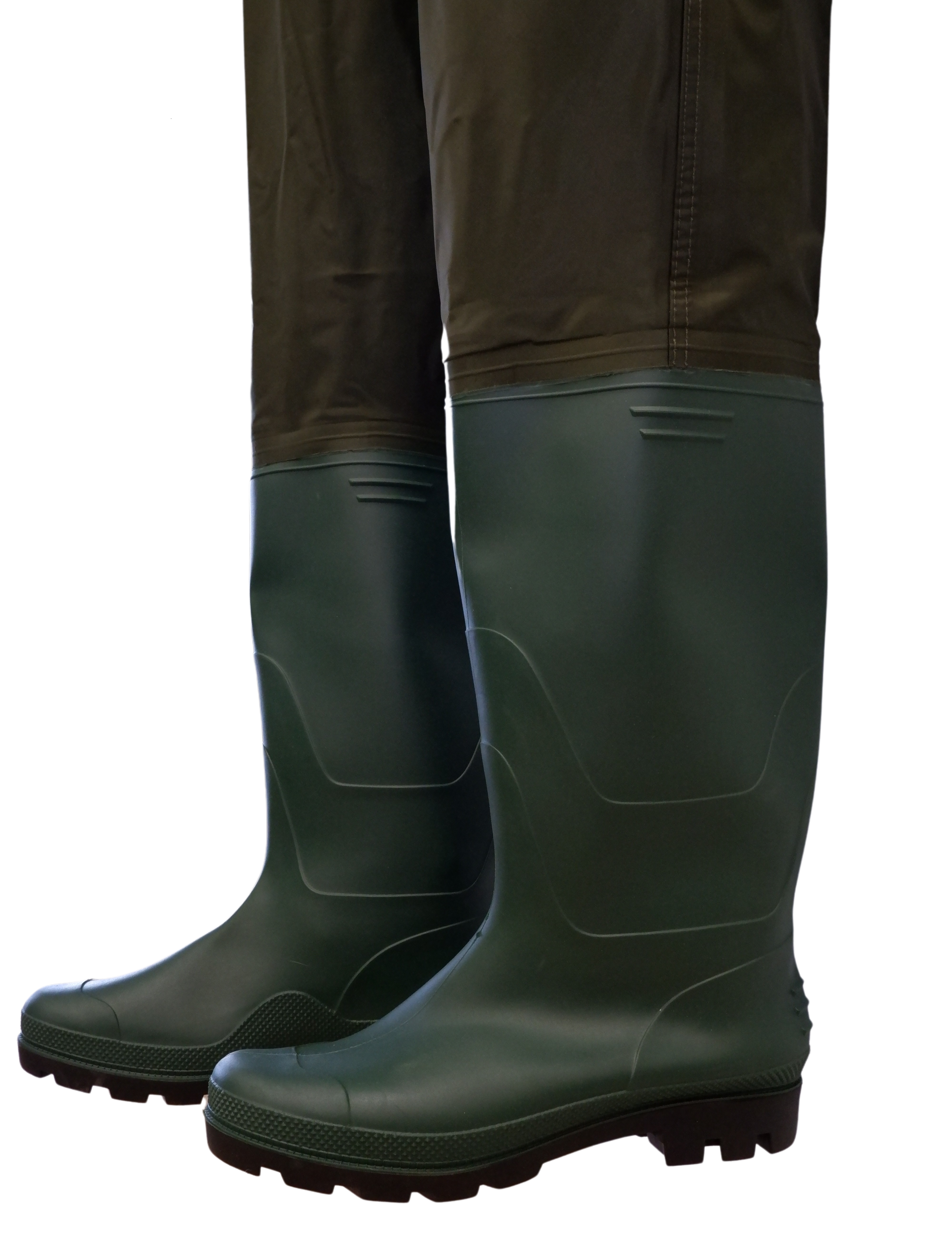 Green Trail Men's Waders Chest PVC/Nylon Stream Feather Waterproof with Cleated Sole | Size 4 - 13