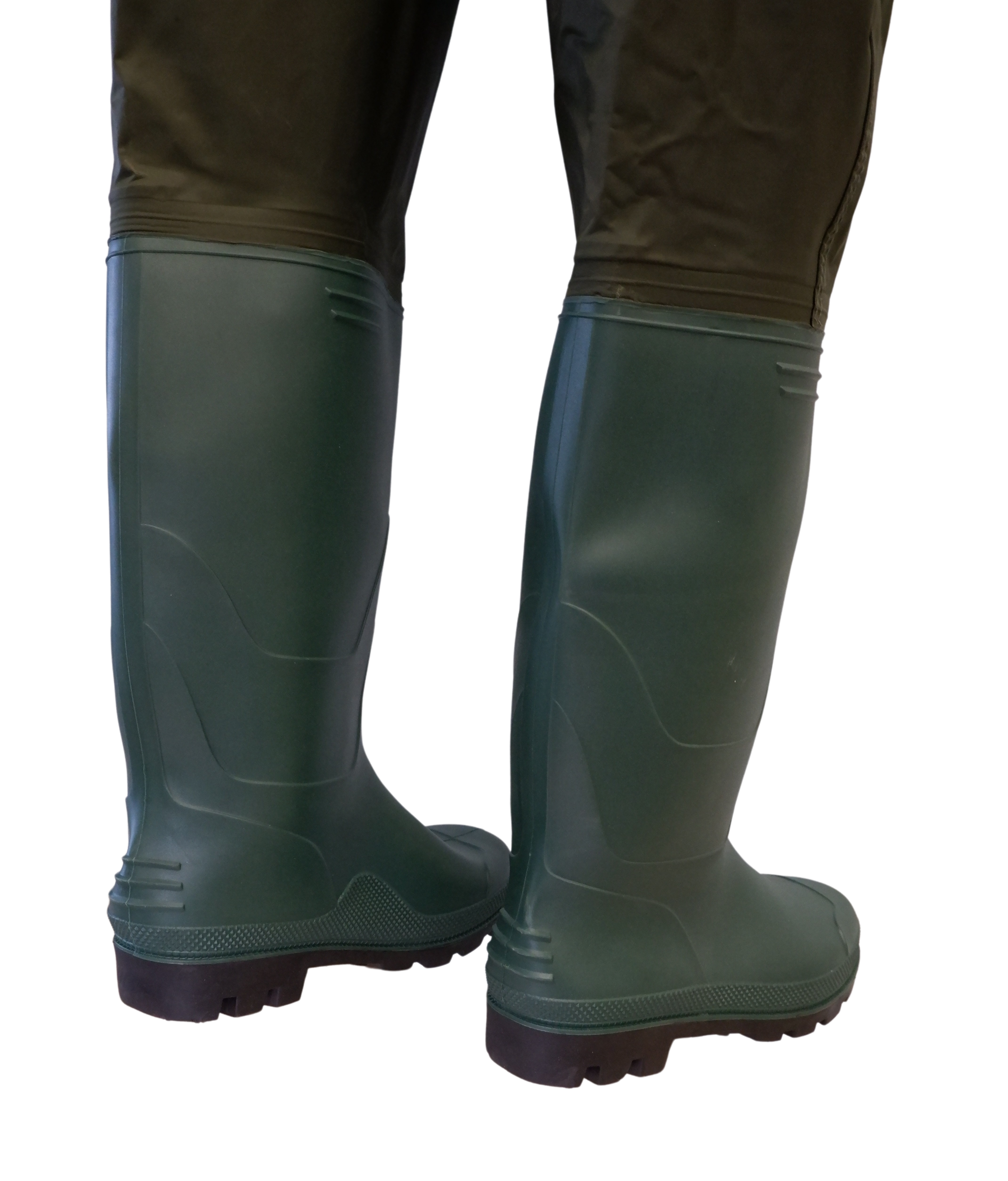 Green Trail Men's Waders Chest PVC/Nylon Stream Feather Waterproof with Cleated Sole | Size 4 - 13