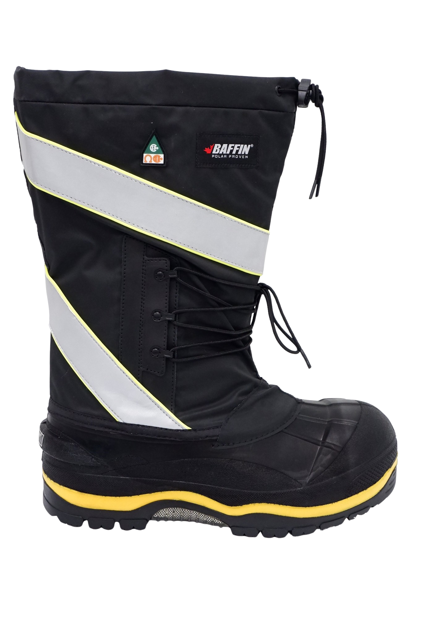 Baffin Men's Winter Work Boots Derrick Hi-Vis, Oil and Acid Resistant, -100°C/-148°F Rated, GelFlex Mid-Sole, Reflective Strips, Neoprene, Sizes 8-13