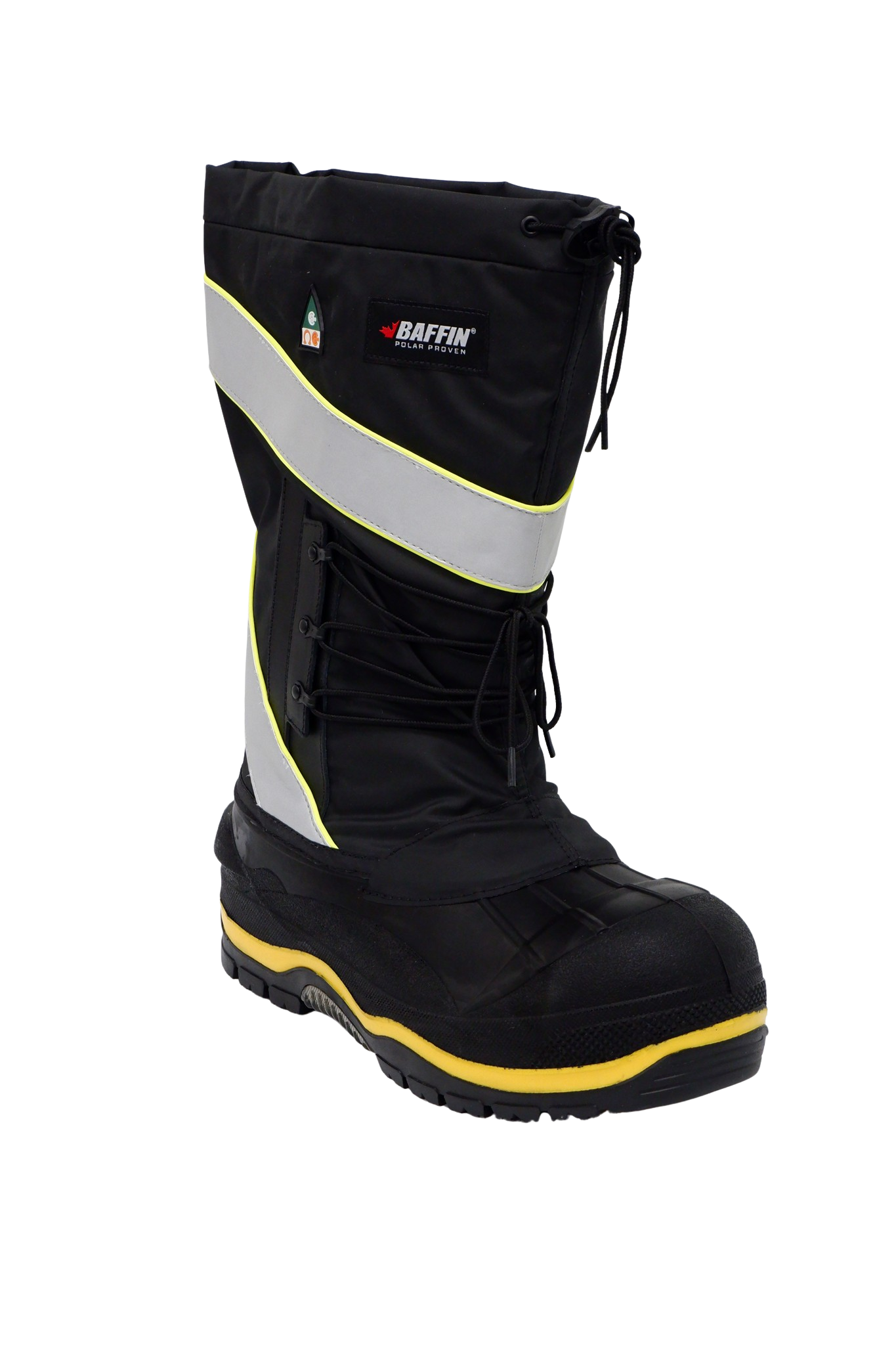 Baffin Men's Winter Work Boots Derrick Hi-Vis, Oil and Acid Resistant, -100°C/-148°F Rated, GelFlex Mid-Sole, Reflective Strips, Neoprene, Sizes 8-13