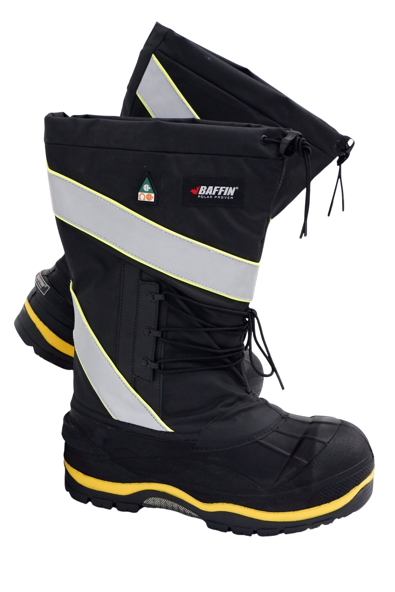 Baffin Men's Winter Work Boots Derrick Hi-Vis, Oil and Acid Resistant, -100°C/-148°F Rated, GelFlex Mid-Sole, Reflective Strips, Neoprene, Sizes 8-13