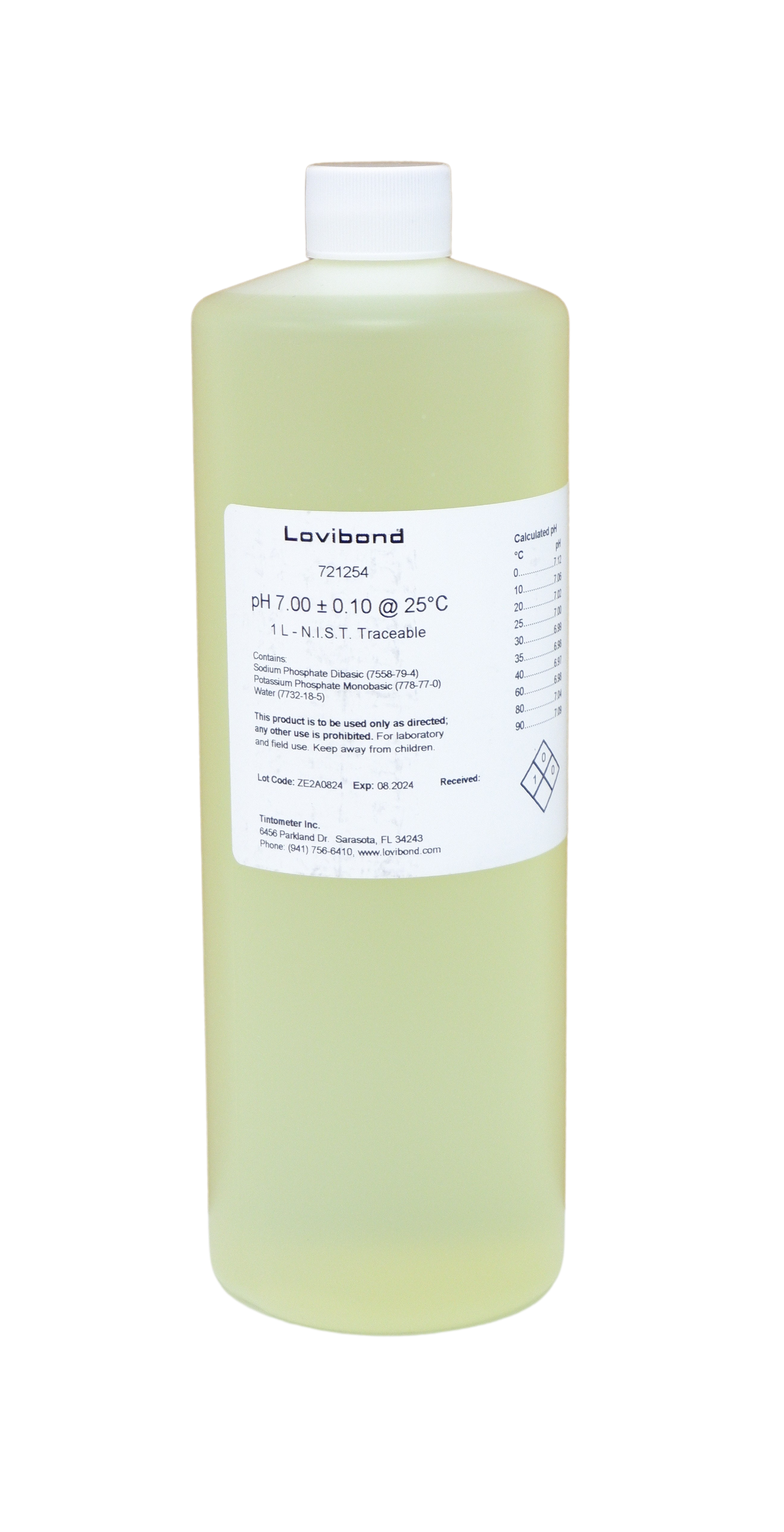 Lovibond pH 7.00 Buffer Solution - Accurate Calibration for All pH Meters | NIST Traceable and Universal Compatibility | Yellow | 1 Liter