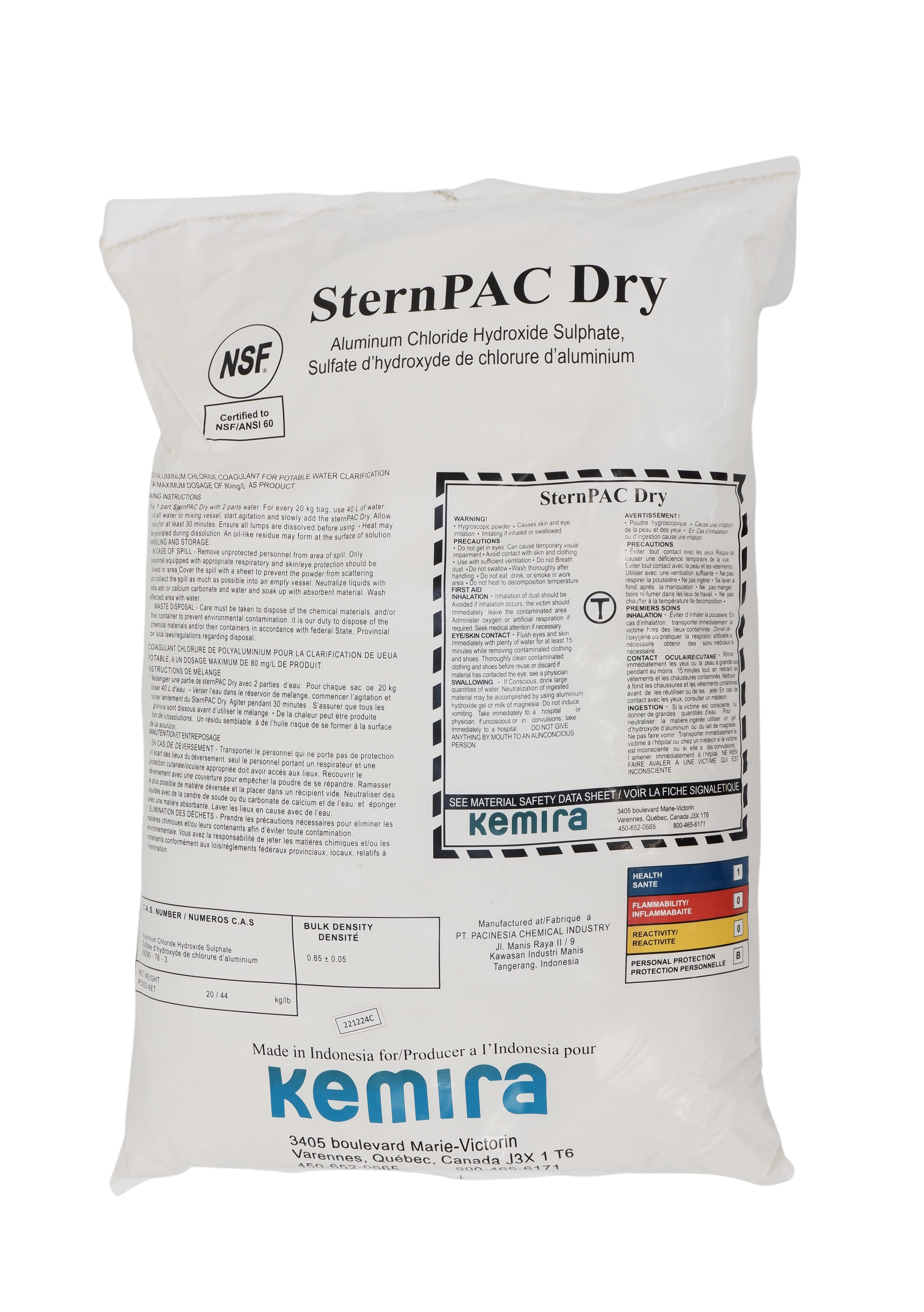SternPAC Dry Poly/Aluminum Chloride Coagulant for Potable Water Clarification - 20 kg Bag