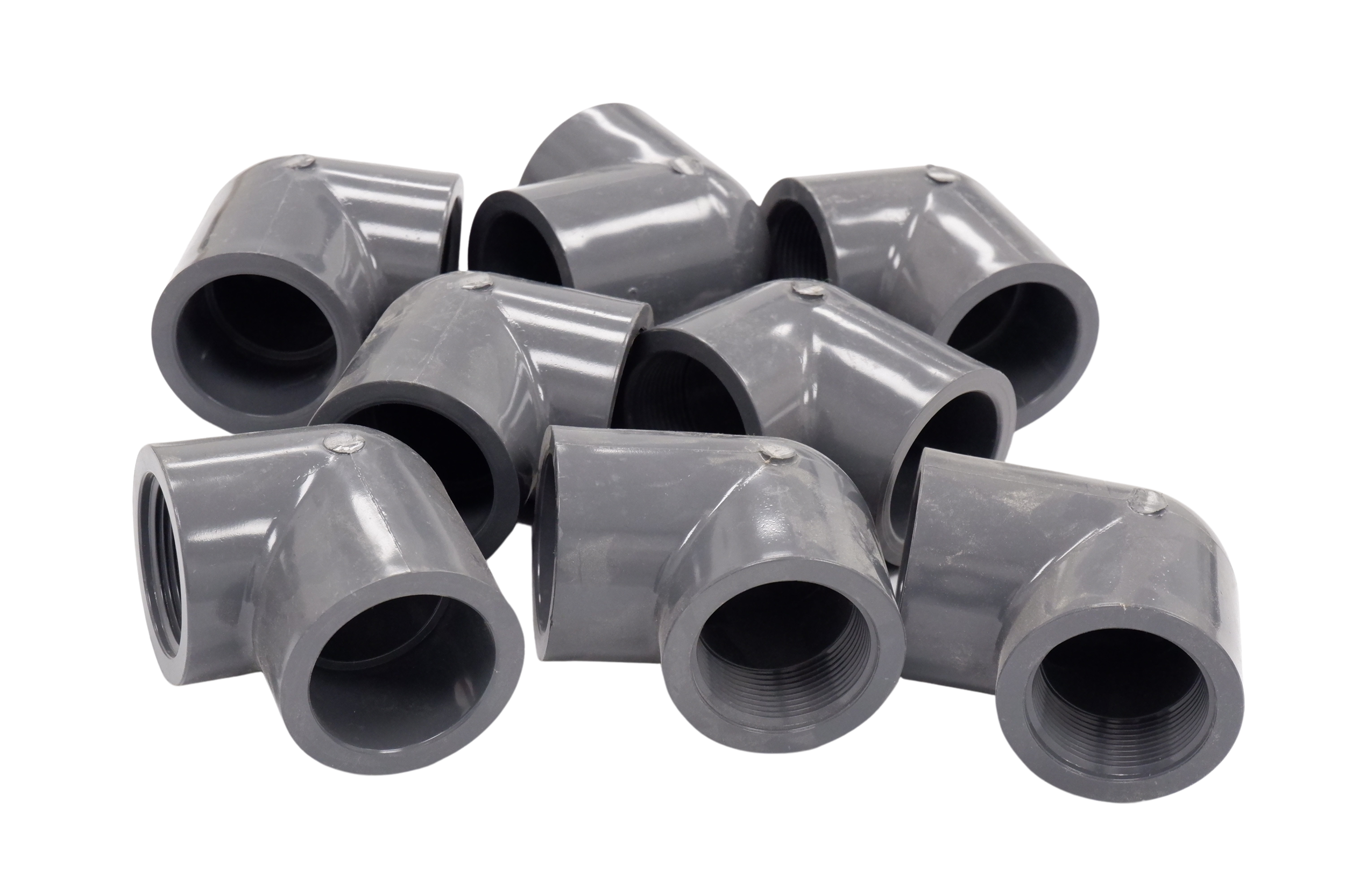 Schedule 80 PVC 90 Elbow - 1-1/2" Socket X FPT - Lot of 8 Elbows