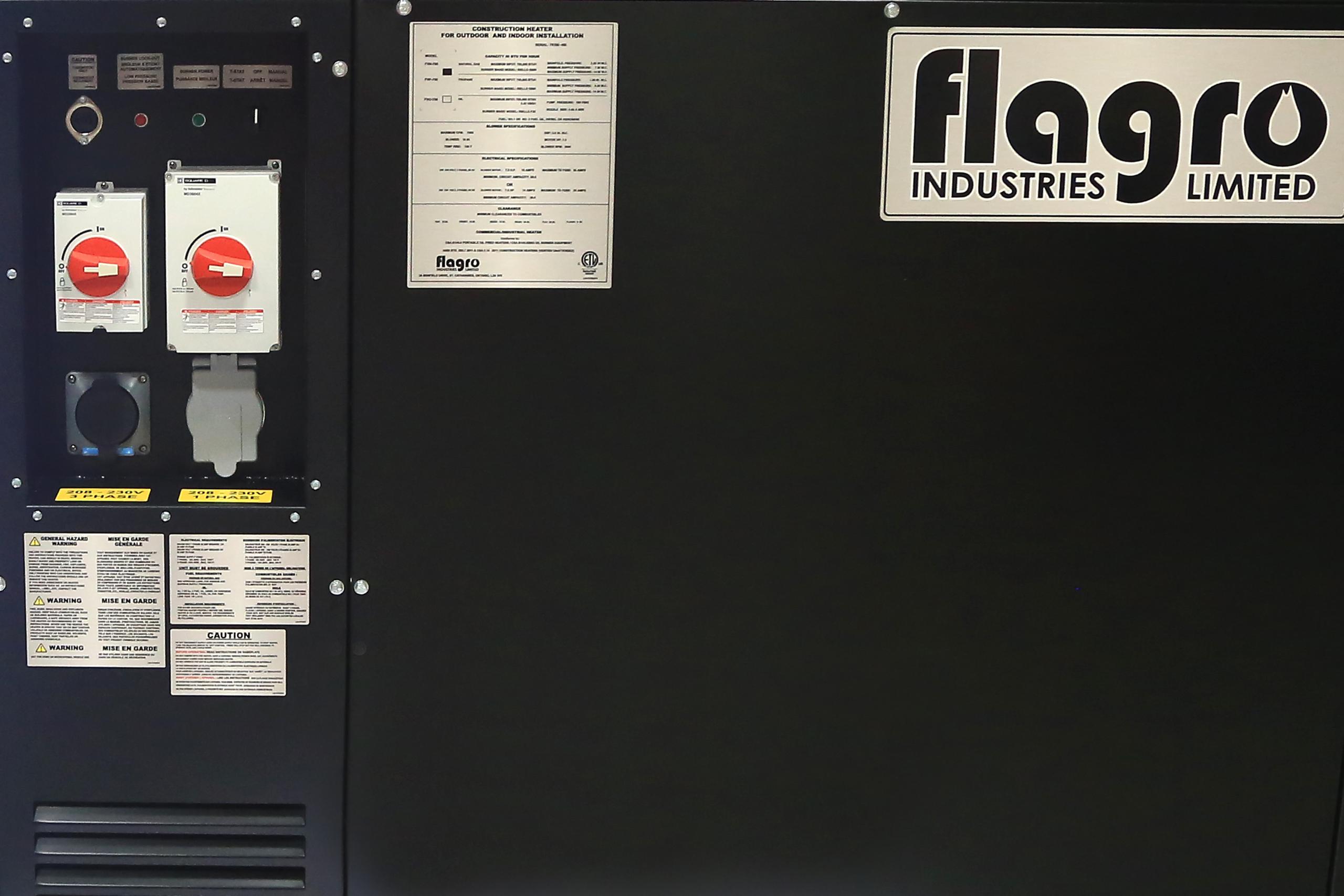 Flagro FVO-750 Oil Indirect Fired Heater | 750,000 BTU, Reillo Burner, VFD, Ductable up to 200 ft, High Static Blower, Forklift Pockets, Tiger Loop