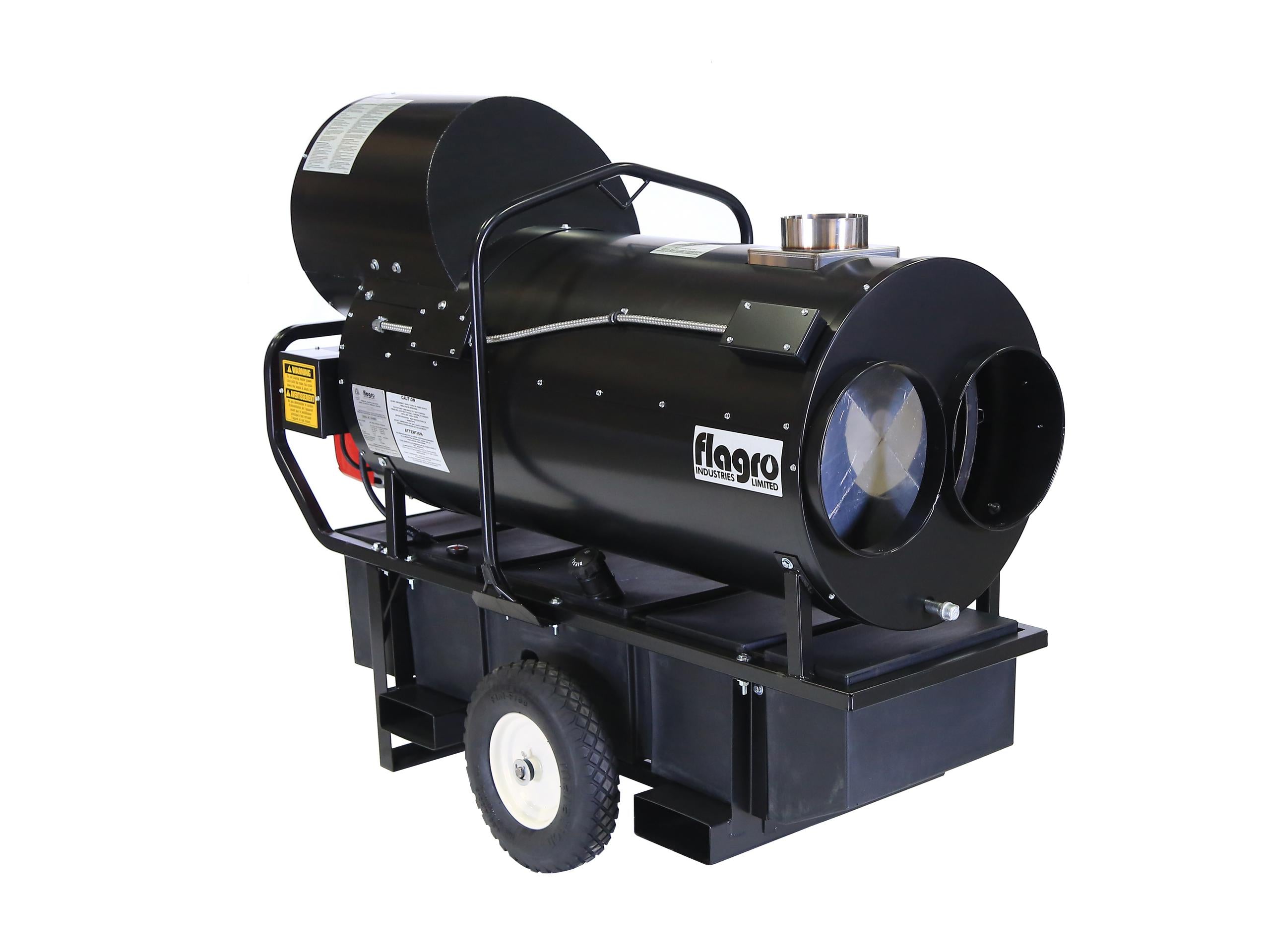 Flagro FVO-400RC Oil Indirect Fired Heater with Recirculating Hood, 390,000 BTU, Advanced Riello Burner, 42-Gallon Fuel Tank, and Fork Pockets