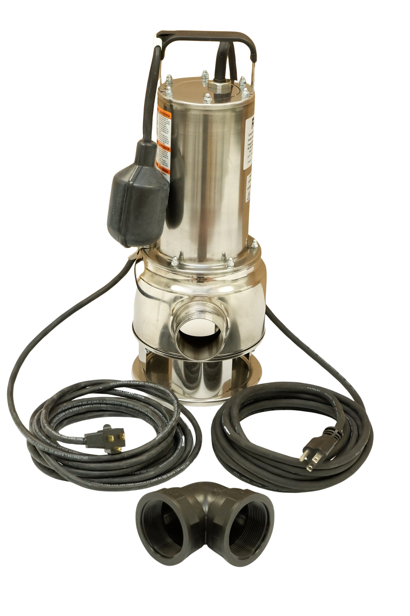 Flotec FPSES2700A 3/4 HP Stainless Steel Sewage Ejector Pump, Tethered Float Switch, 2" Solids, 6960 GPH, 20-ft Cord, 2" NPT Discharge, CSA/cUL