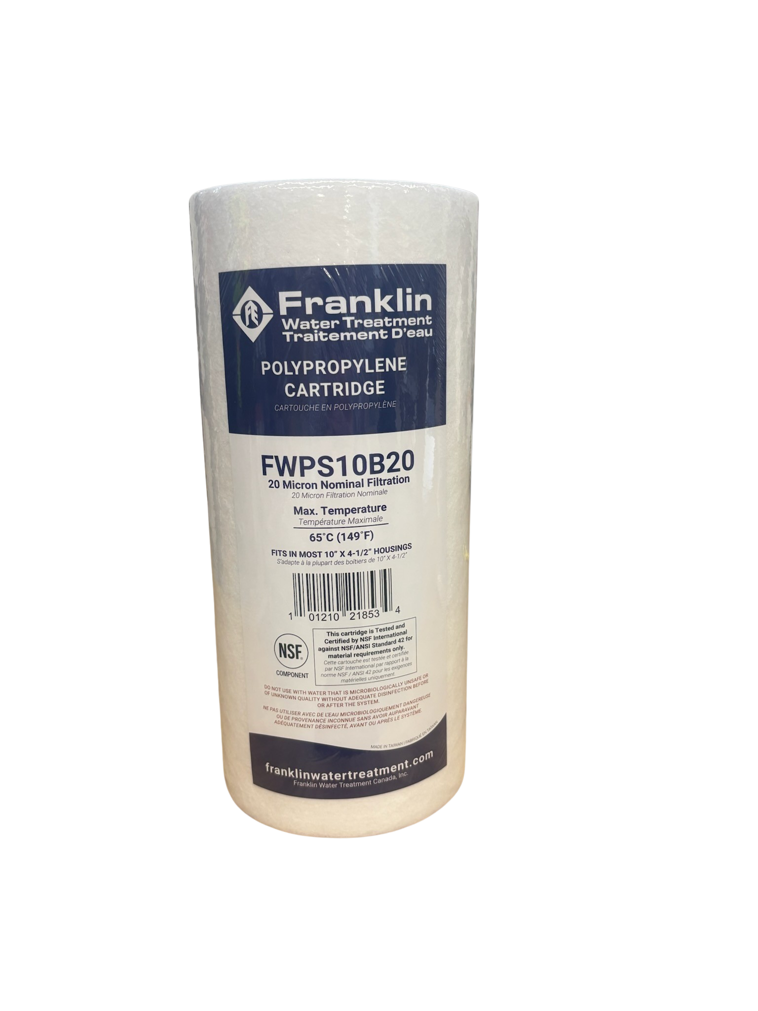 Franklin 10" x 4.5" OD Spun Poly Filter Cartridge, NSF 42 Certified (FWPS Series)
