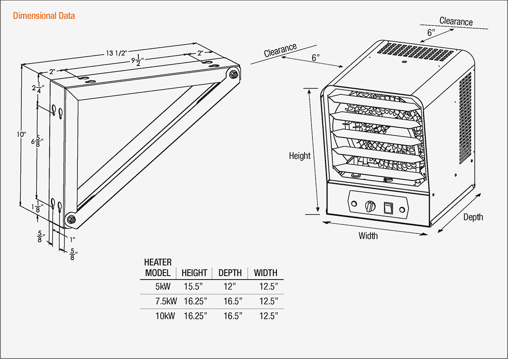 King Electric GH Compact Heavy Duty Unit Heater | 240 Volt, 5,000 to 10,000 Watt