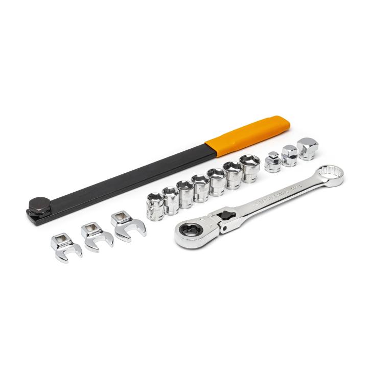 Gearwrench 15 Piece Serpentine Belt Tool Set with Locking Flex Head Ratcheting Wrench