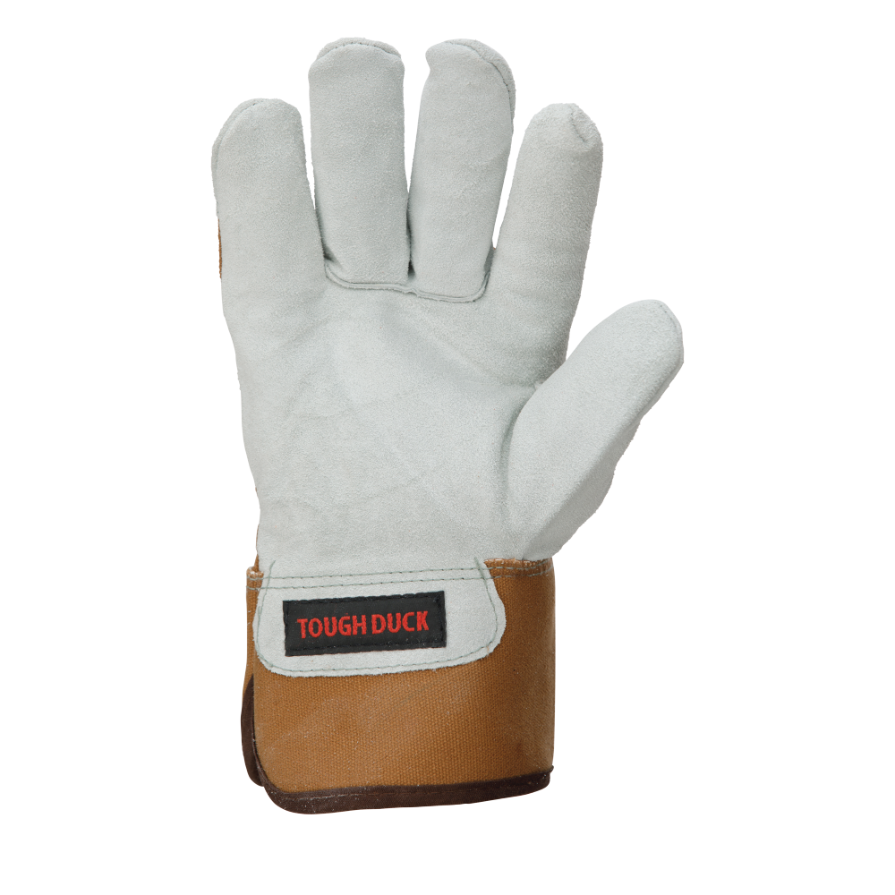 Tough Duck Men's Winter Work Gloves Pile Lined Split Leather Rubberized Safety Cuff Sizes M-2XL