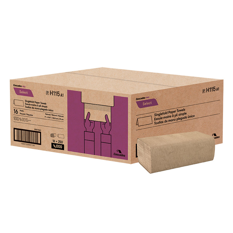Cascades PRO H115 Select Singlefold Paper Towels | 250/Pkg | Case of 16