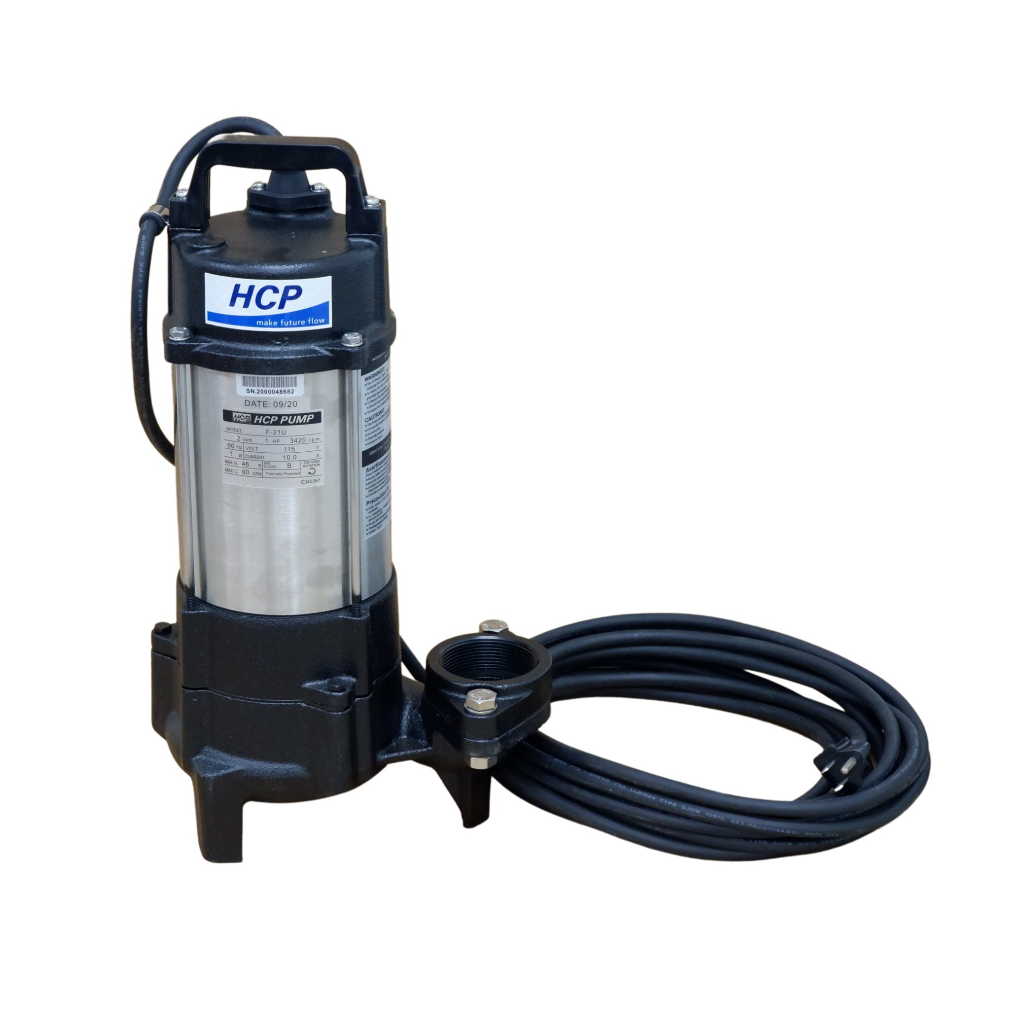 Submersible Effluent Pump – 1 HP, 120V, 85 GPM
