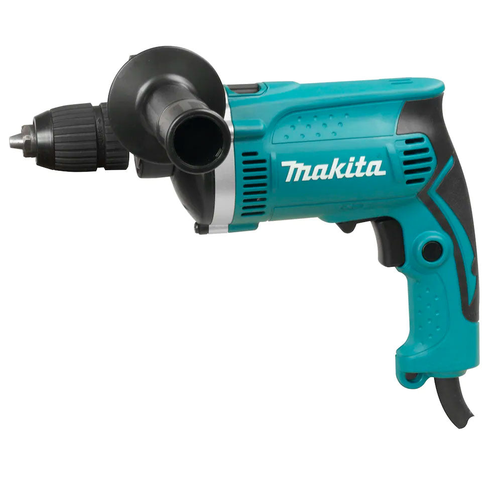 Makita HP1631K 5/8" Hammer Drill with Keyless Chuck, Aluminum Gear Housing, 360° Swivel Handle & Case for Concrete, Steel, Wood