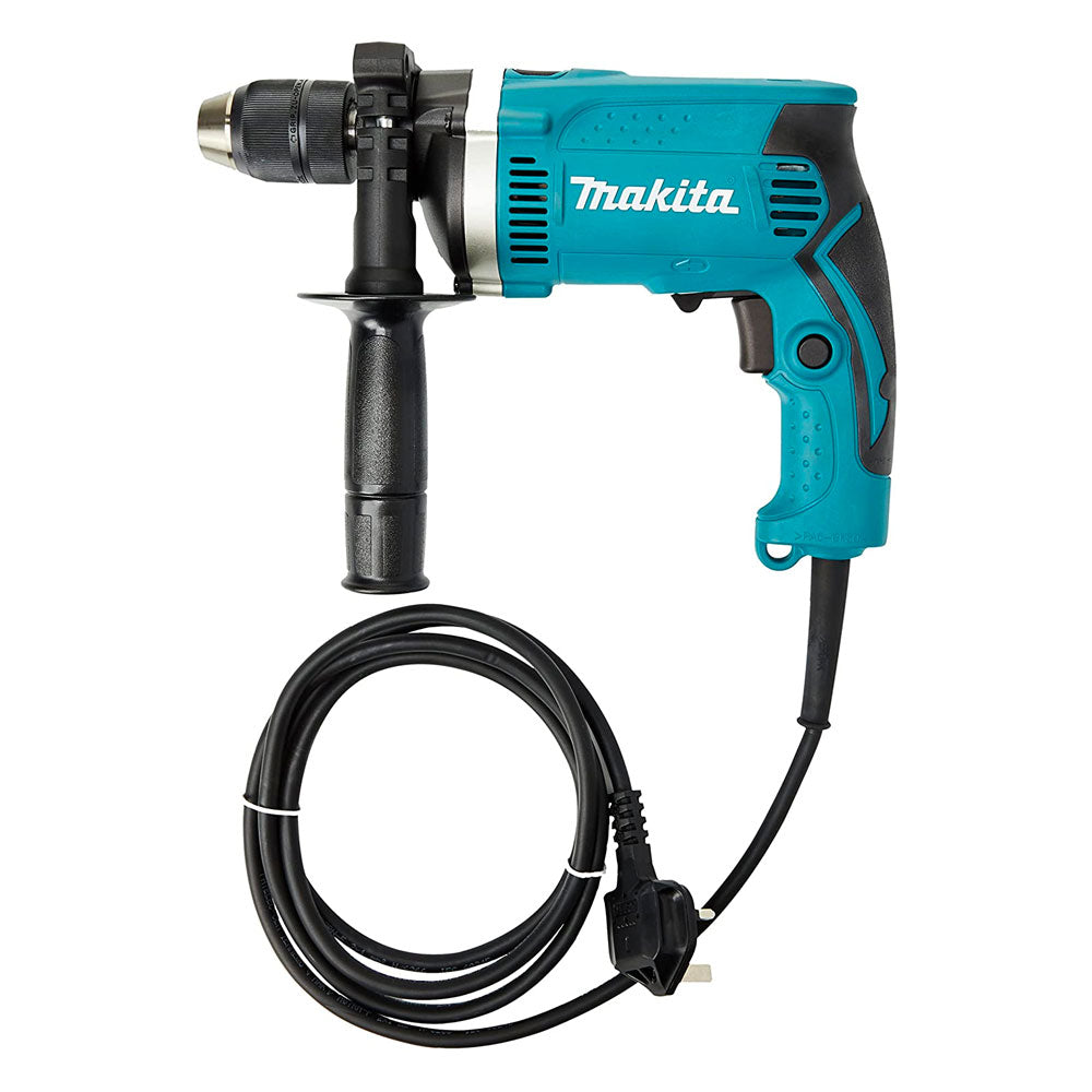 Makita HP1631K 5/8" Hammer Drill with Keyless Chuck, Aluminum Gear Housing, 360° Swivel Handle & Case for Concrete, Steel, Wood