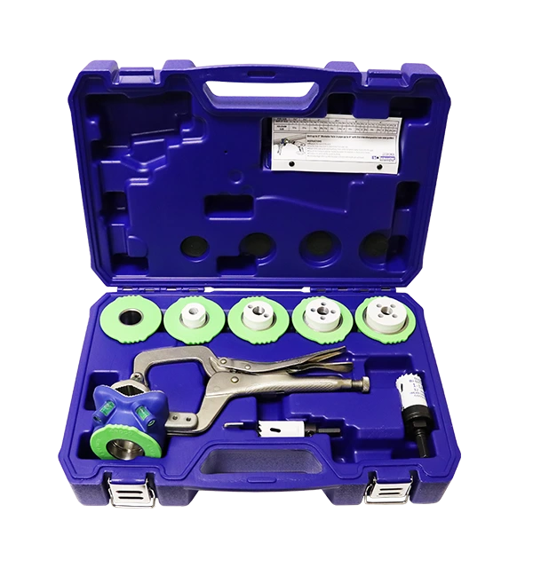 Pilot Clamp Kit with Patented Quick-Change Hole Saw Guides for Pipe Up to 4"