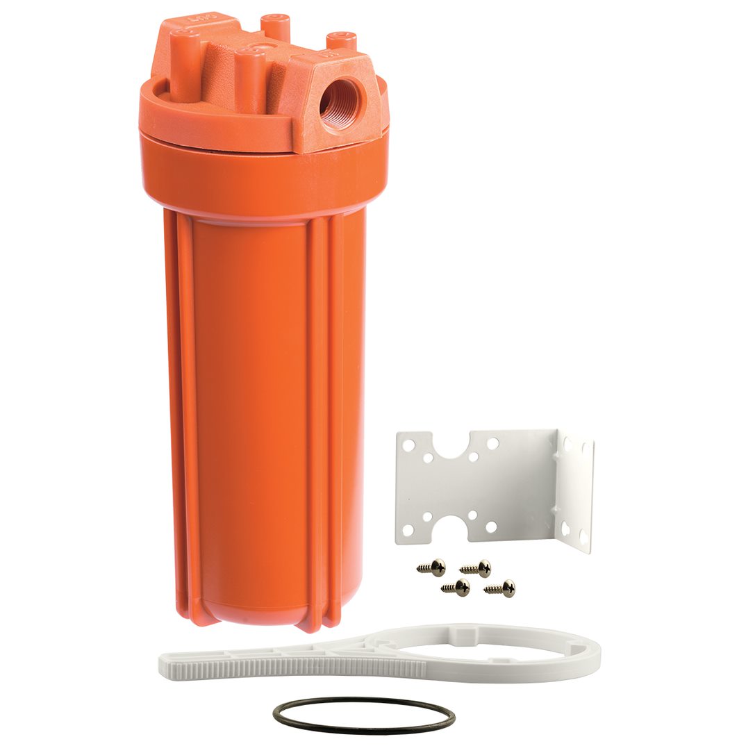 High Temperature Standard 2.5" OD Water Filter Housing Package | 10" | Red