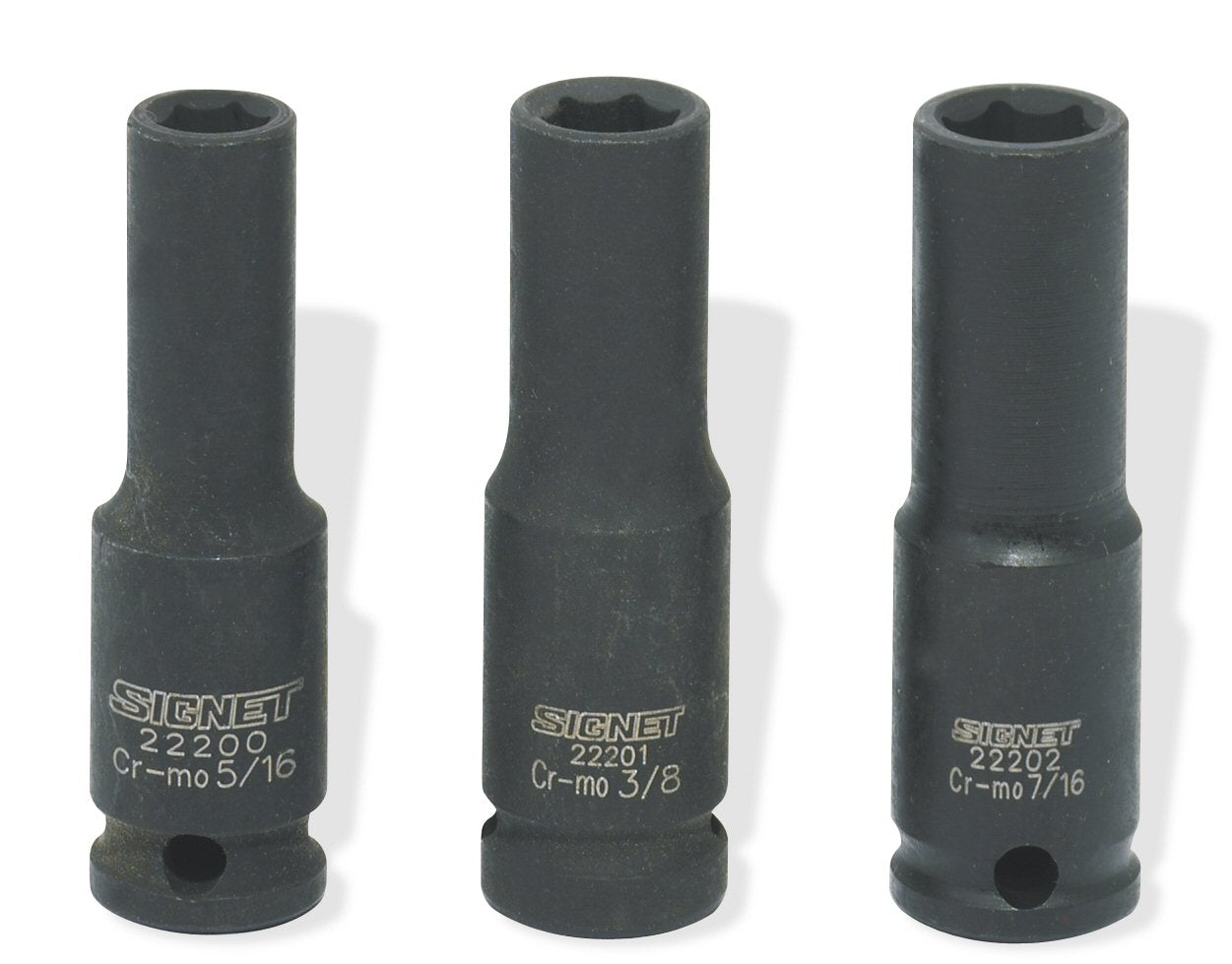 Signet 1/2 Drive Impact Socket Deep 6 Point (SAE) - High-Performance & Durable, Chrome Molybdenum Steel, Black Oxide Coating