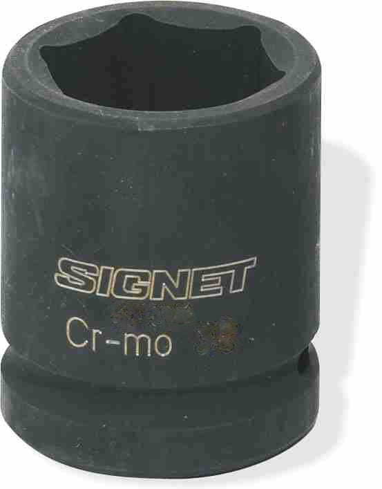 Signet 1/2" Drive Impact Socket Regular 6 Point (SAE) - Chrome Molybdenum Steel, Black Oxide Coating, Lifetime Warranty