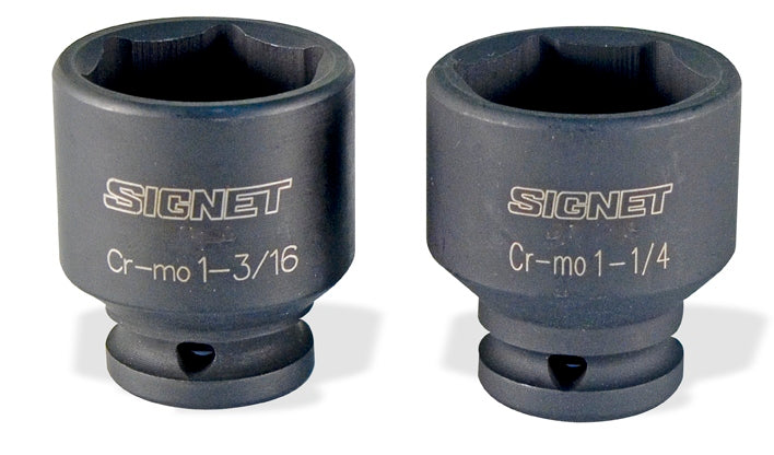 Signet 3/4" Drive Regular Impact Socket 6 Point (Metric) - Heat-Treated Chrome Molybdenum, Black Oxide Finish, Locking Pin - Robust & Reliable