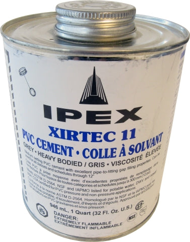 Xirtec 11 Grey Heavy-Bodied PVC Cement – Medium-Setting Solvent Cement for PVC Pipe & Fittings, NSF ASTM D2564 Rated