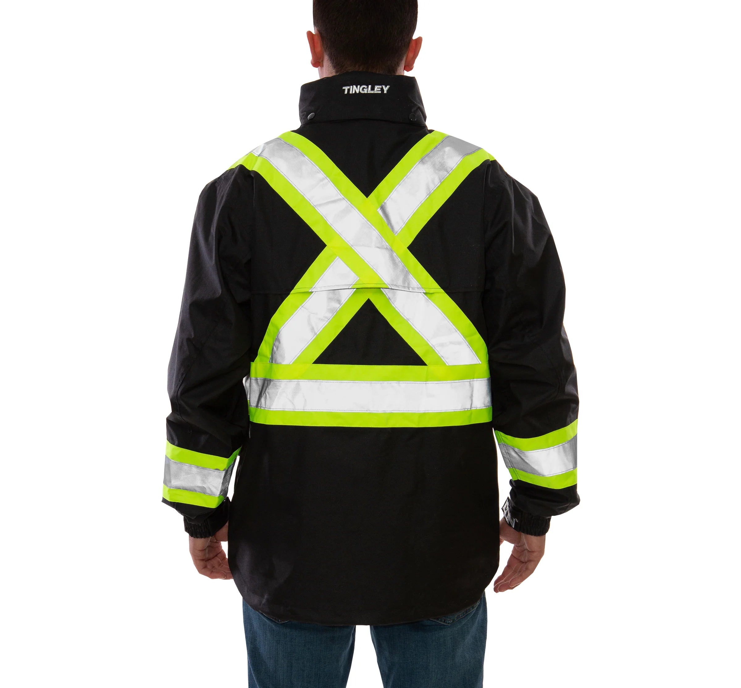 Tingley Icon™ X-Back Hi-Vis Jacket - CSA Z96 Class 1 Level 2, Waterproof, Breathable, All-Season, Reflective, Detachable Hood, SYNC System® Compatible