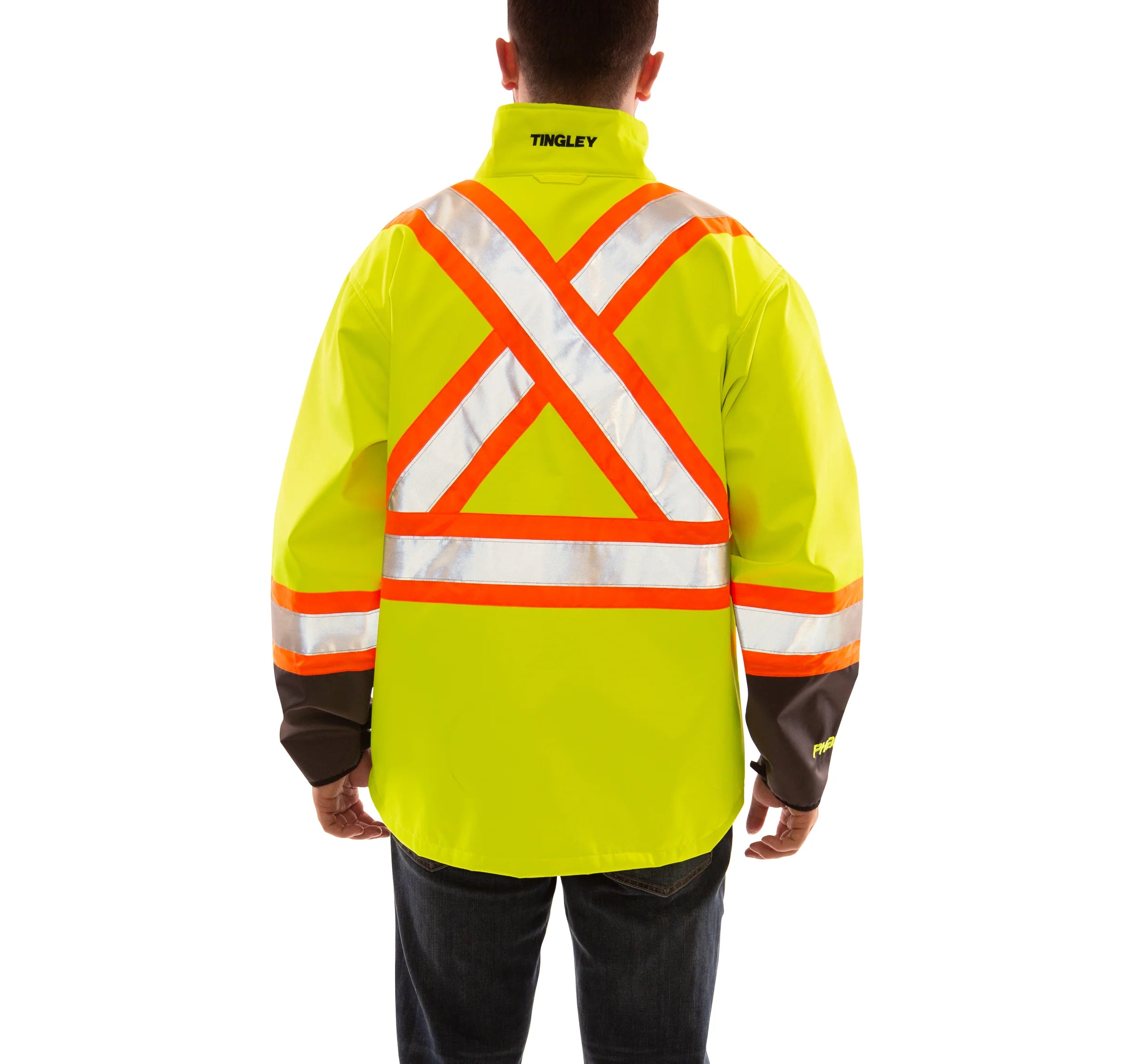 Tingley Phase 3 High Visibility Jacket - CSA Z96 Class 2 Level 2 Standard, 3-Layer Breathable Fabric, Water-Resist, Refl Tape, Windproof, Athletic Fit