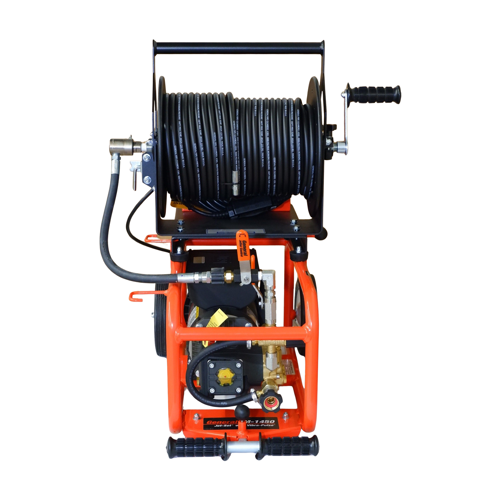 General JM-1450-A Electric Drain Jetter – 1500 PSI, 1.7 GPM, 1.5 HP, Vibra-Pulse, GFCI, 150 ft Hose, Compact Portable Water Jet for 1-1/2" to 4" Lines