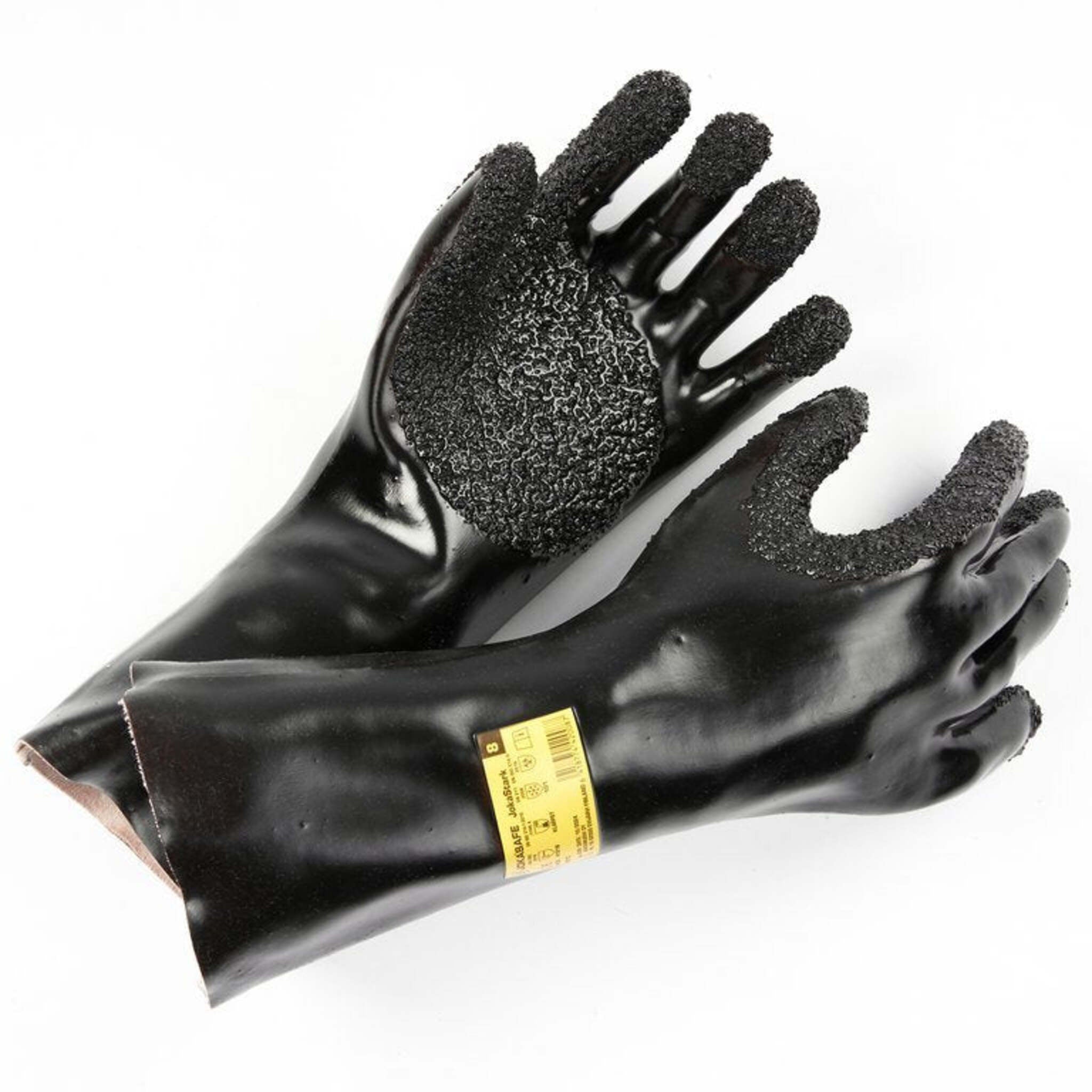 Jokasafe JokaStark Reinforced Vinyl Safety Gloves with Coarse Grip Palm for Heavy Duty Long Sleeve Industrial Work
