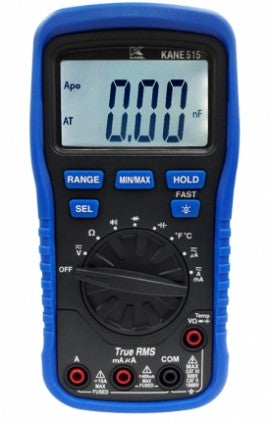 Kane KANE515 True RMS Digital Multimeter with Temperature Range -49 to 1112°F, 1000 V AC/DC, CAT III 600 V Safety Rated