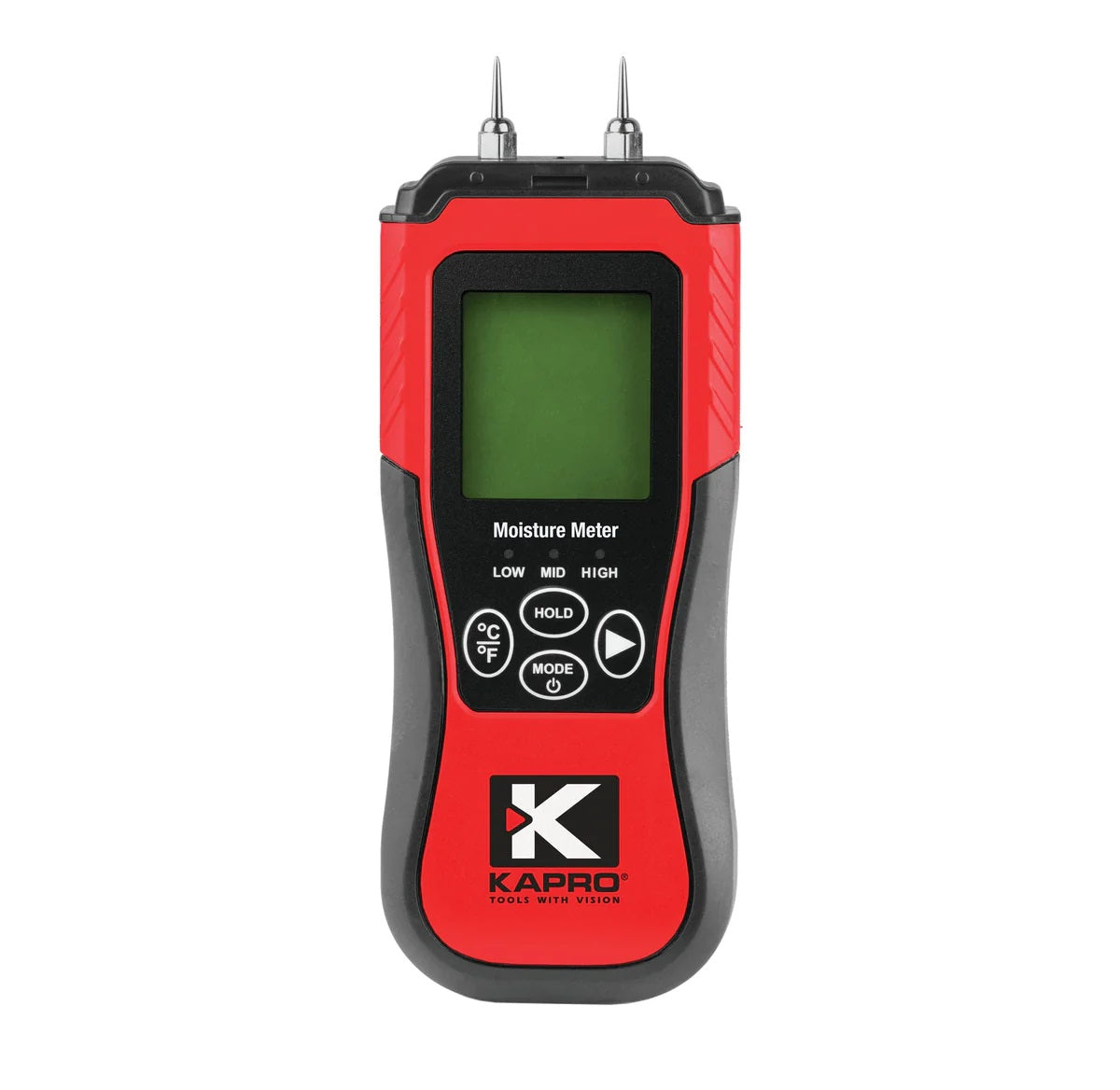 Kapro 379 Moisture Meter with Temperature Detection - 8 Calibration Scales, Backlit LCD, Auto Power-Off, Dual Measurement for Wood & Building Material