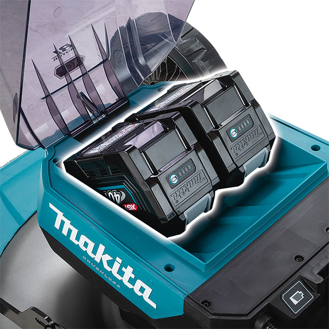 Makita 40Vmax Brushless 21" Self-Propelled Lawn Mower, 5.0Ah x2 Kit, 2-Bay Battery System, Steel Deck, Mulching & Bagging, Quiet Mode, Variable Speed