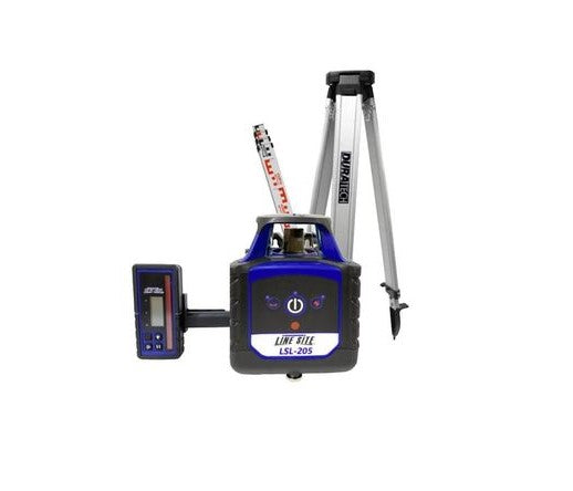 Line Site LSL-205 Laser w/ Receiver, Enhancer Glasses, Tripod, and Grade Rod - Automatic Self-Leveling, Rugged, All-Weather Use, High Accuracy