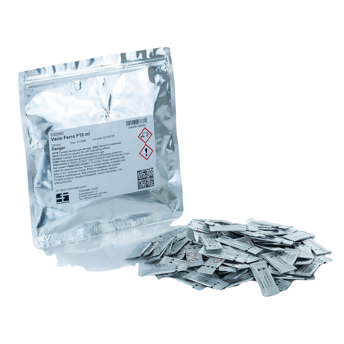 Lovibond VARIO 530560 Ferro Iron Reagent Powder Pillows, 100 Pack | Total Iron Reagent for 10 mL Samples