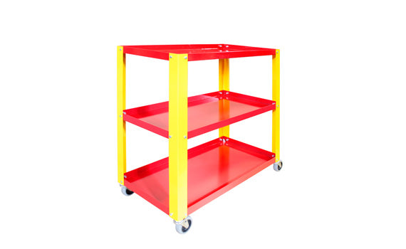 Canbuilt 3 Shelf Mechanic’s Utility Cart - Heavy Gauge Steel, Powder-Coated Finish, Smooth-Rolling Wheels, 14.5"x29" Shelves, Adjustable Lips