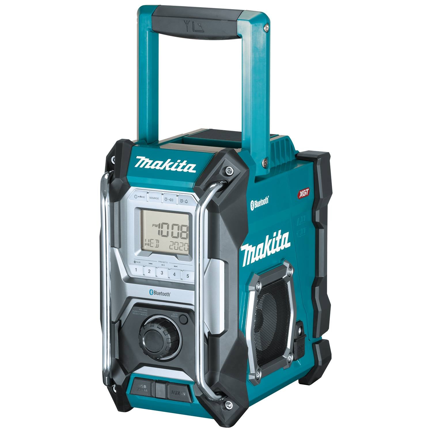 Makita Jobsite Stereo w/ Bluetooth MR002G - IP65 Rated, 27.5-Hour Runtime, Dual Speakers, USB Port, AM/FM Tuner, Multi-Battery Compatible, Durable