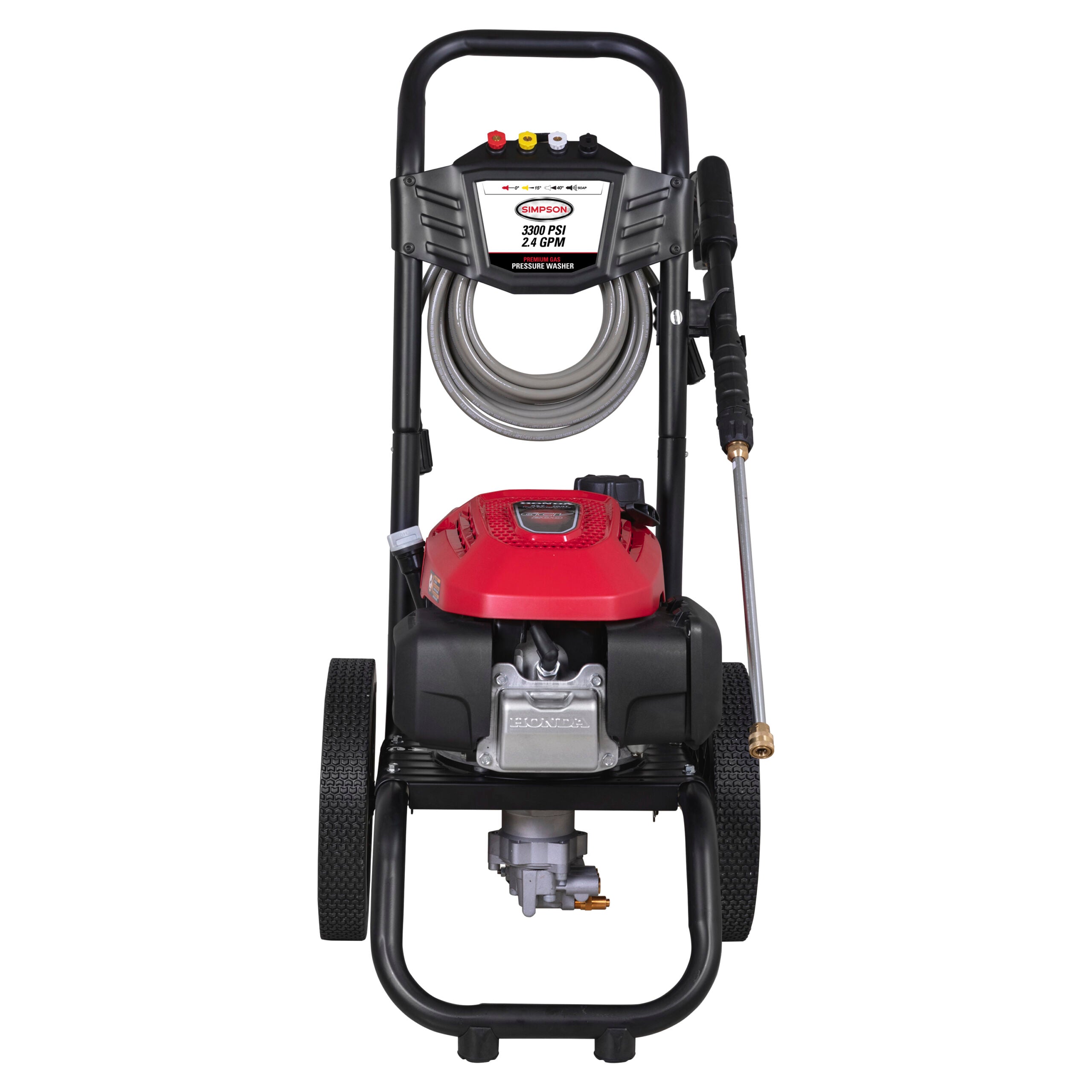 Simpson MS61224 MegaShot Cold Water Honda GCV200 Gas Engine Pressure Washer - 3300 PSI, 2.4 GPM, Axial Pump, 25-ft Hose, Quick-Connect Nozzles