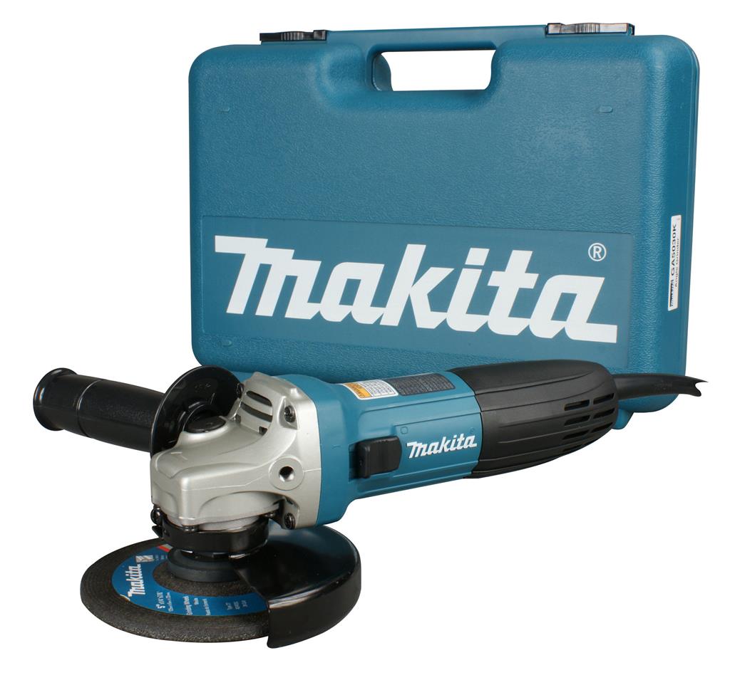 Makita GA5030K 5" Angle Grinder with Slim Motor Housing, Ergonomic Thumb Switch, 6.0 AMP Motor, Protective Features, Includes Case and Accessories