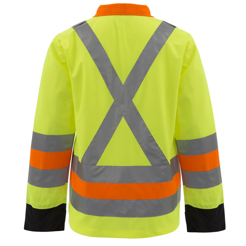 Nats Men’s High Visibility Signalman Coat, Lightweight, Breathable, Reflective Strips, Front Clasp, Bright Yellow/Orange, CSA Z96-09 Compliant | Sizes XS-5XL