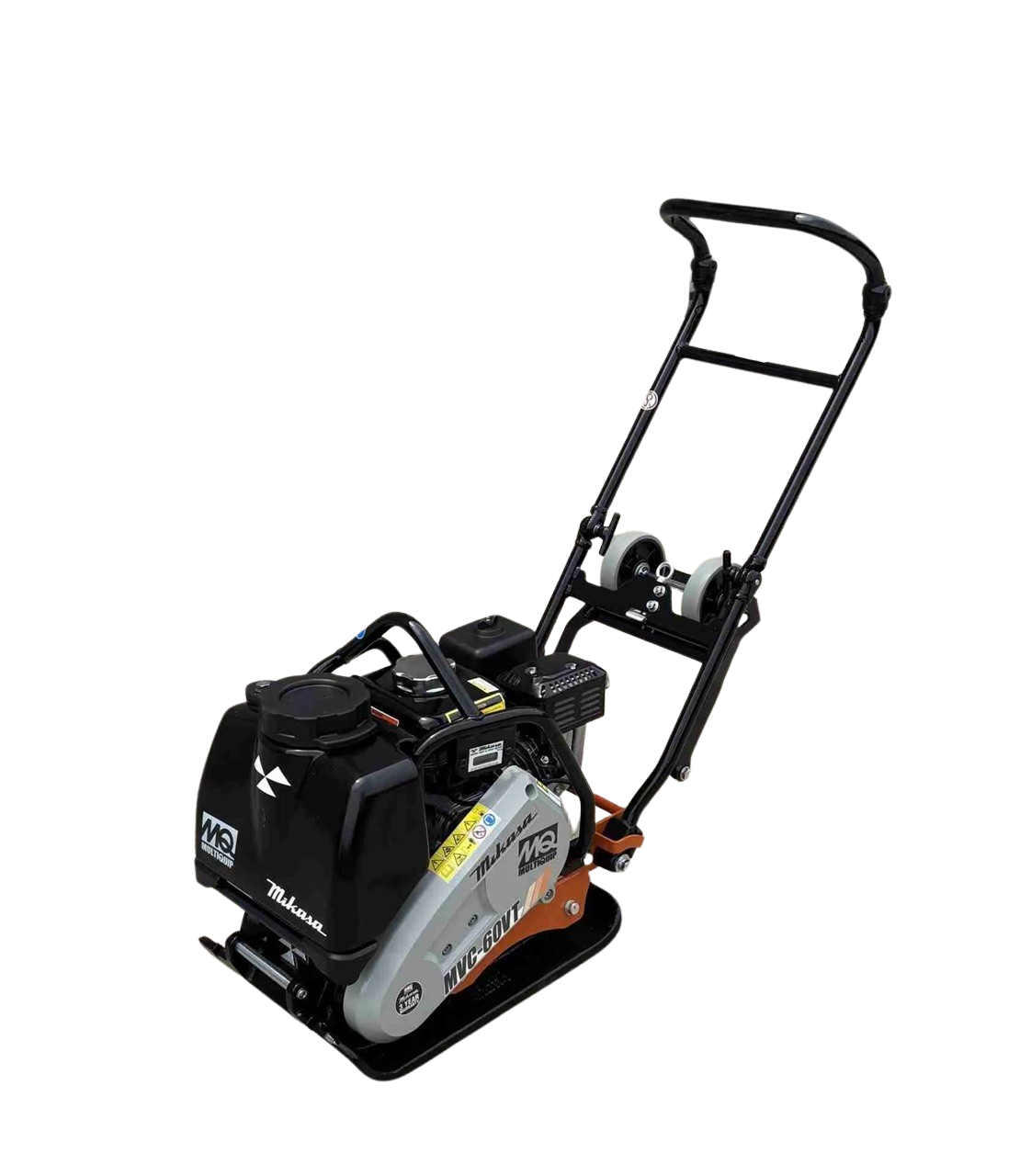 Multiquip MVC60VTHW Plate Compactor – 13.8" × 26" Cast Iron Plate, 2315 lbf Force, Water Tank, Wheels & Anti-Vibe Handle for Soil & Asphalt Compaction