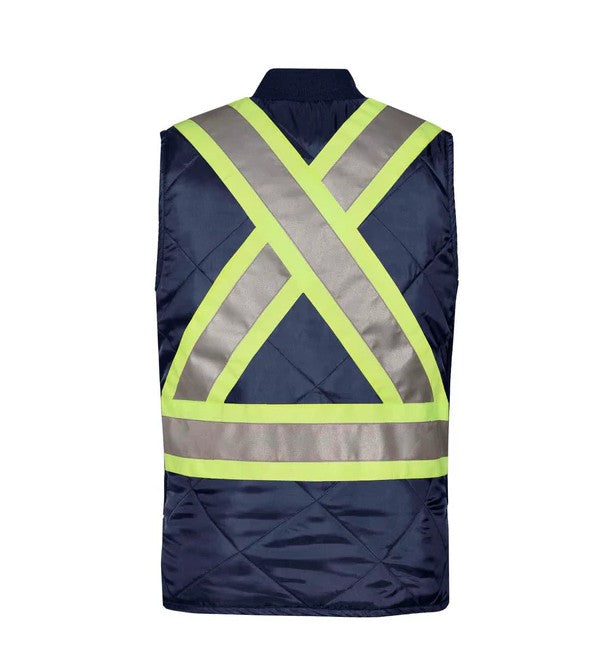 Nat’s Reversible High-Visibility Quilted Work Vest – CSA Z96-22 Class 1 & 2 Compliant, 150 g/m² Insulated, 3M 4″ Reflective Tape | Sizes: S–3XL