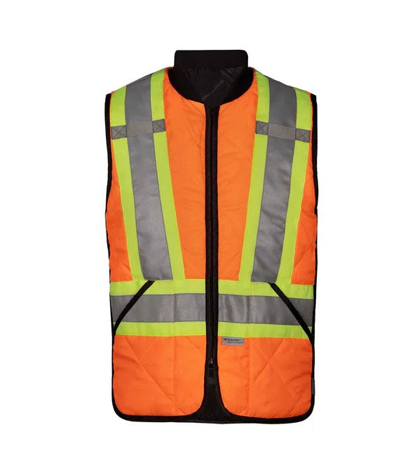 Nat’s Reversible High-Visibility Quilted Work Vest – CSA Z96-22 Class 1 & 2 Compliant, 150 g/m² Insulated, 3M 4″ Reflective Tape | Sizes: S–3XL