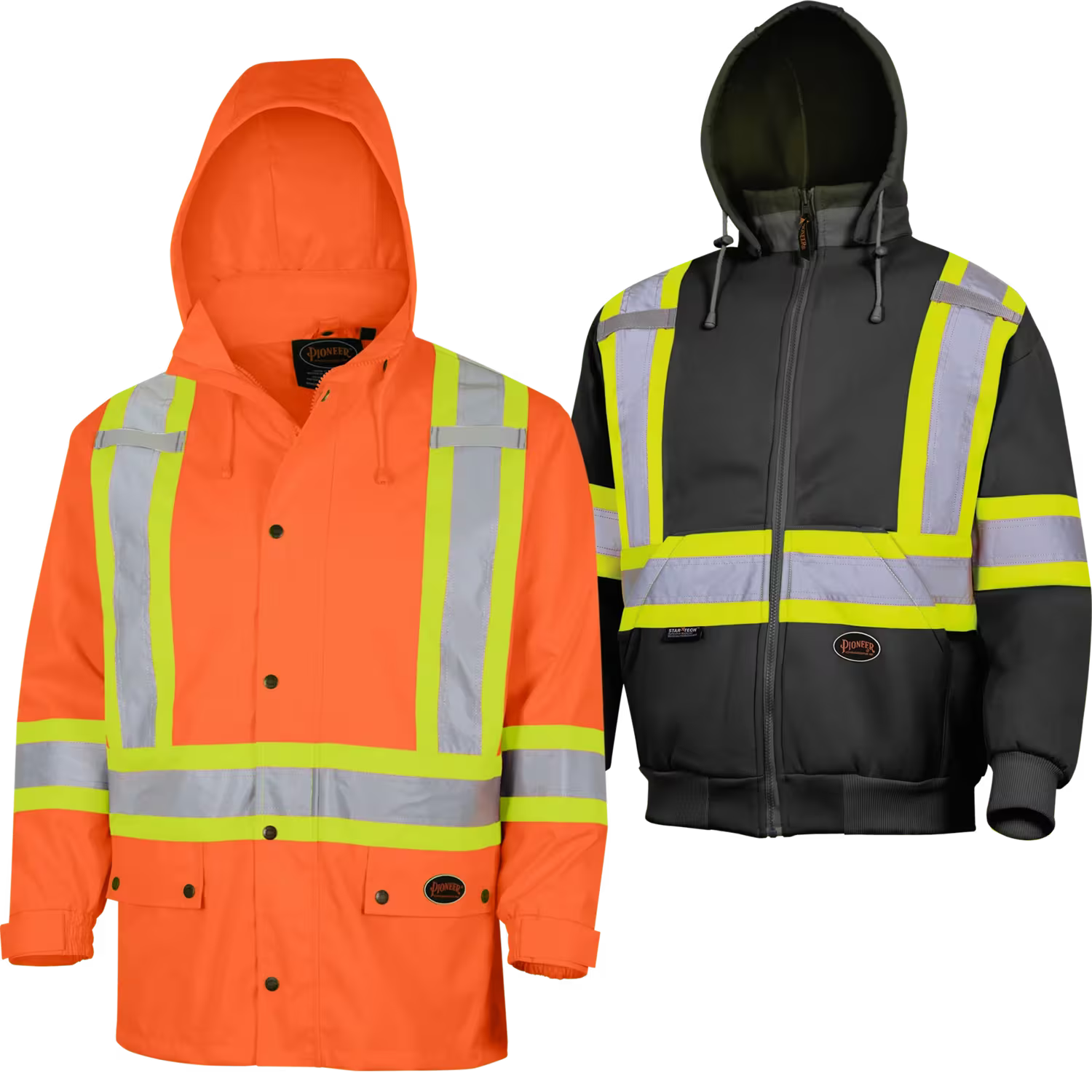Pioneer Hi-Vis Rain Jacket + Fleece Hoodie 3-in-1 Workwear Combo – ANSI/CSA Compliant All-Weather Safety Kit for Harsh Job Sites | Sizes S-4XL